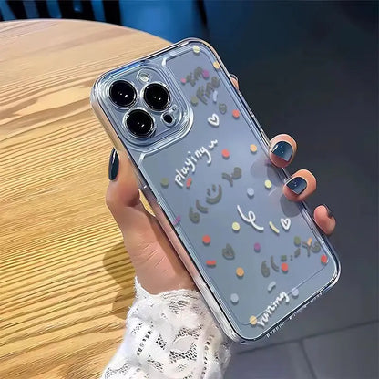 Colorful Polka Dots Cartoon Cover Transparent Phone Case