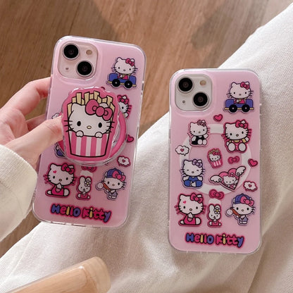 Cute Kitty Magnetic Shell With Bracket Hot Sale Phone Case For iPhone