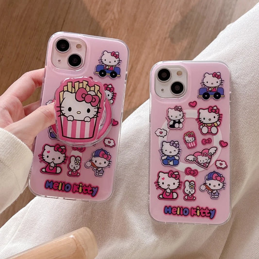 Cute Kitty Magnetic Shell With Bracket Hot Sale Phone Case For iPhone