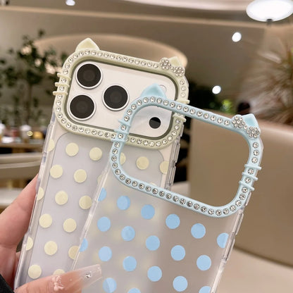 Glitter Cat Ear Polka Dot Matte Case  For iPhone
