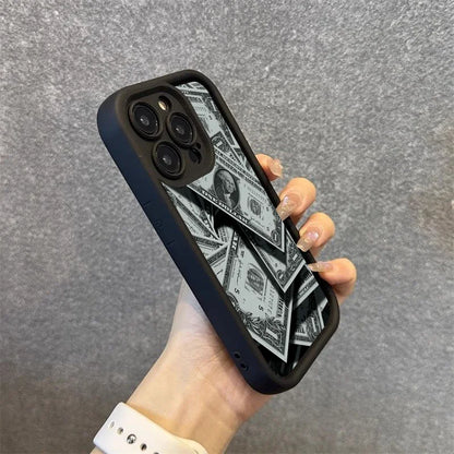 Black Bamboo Full-Coverage Banknote Design Silicone Phone Case