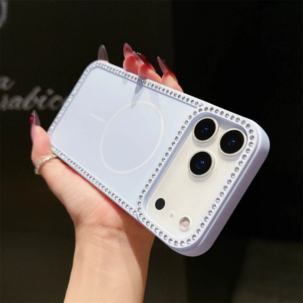 Luxury Diamond For Magsafe Wireless Charge Transparent Case For iPhone
