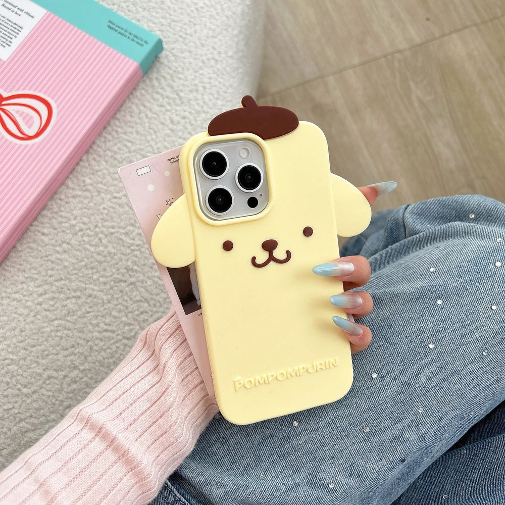 3D Stereoscopic Cute Fashion Sanrio Cinnamoroll Pom Pom Purin Phone Case For iPhone