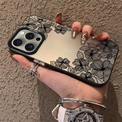 Sophisticated Black Floral Frosted Case For iPhone