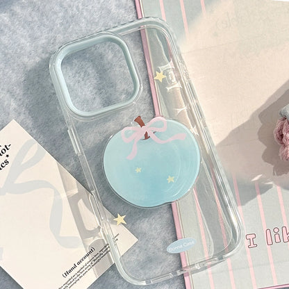 Korean 3D Cute Cartoon Blue Apple Star Soft Phone Case For iPhone