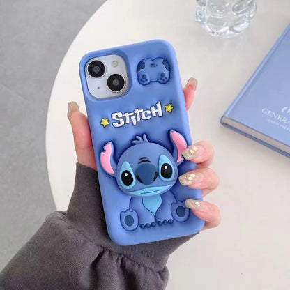Cute 3D Stitch Head Grip Holder Phone Case For iPhone