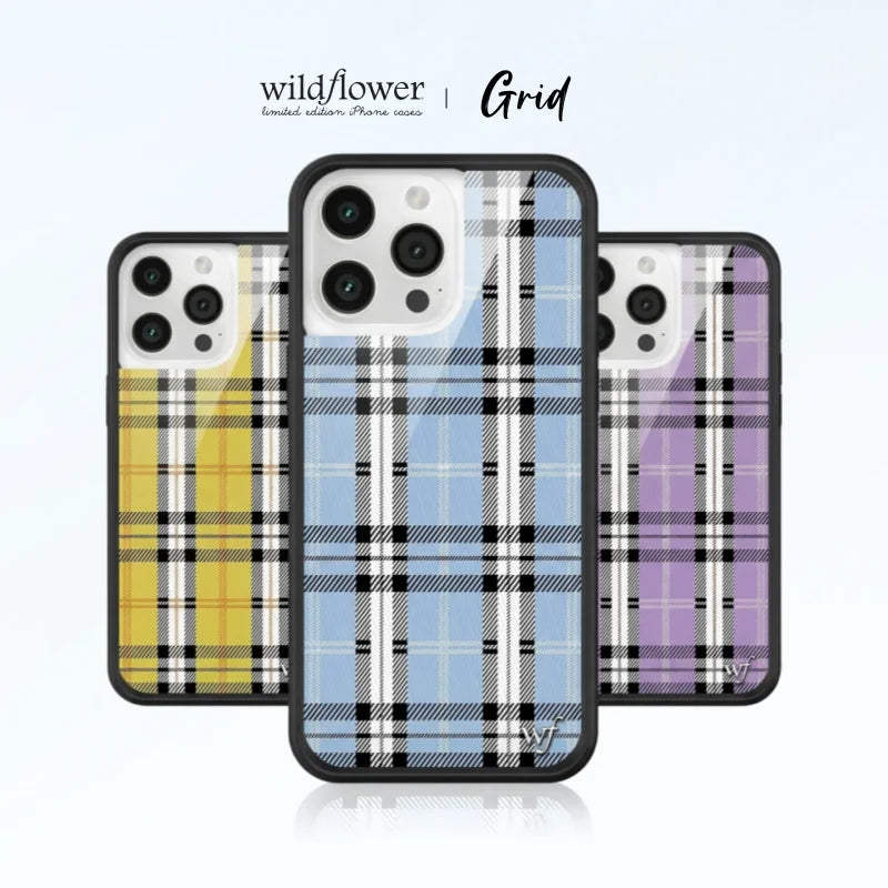 Wildflower Blue Purple Yellow Plaid Phone Case For iPhone