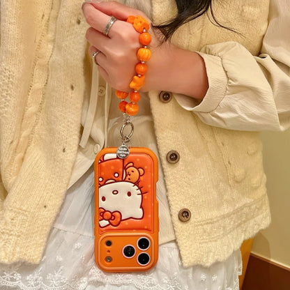Leather Striped Orange Teddy Bear Kitty Is Suitable For Apple Phone Case