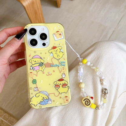Lovely Pom Pom Purin Soft Phone Lanyard Case For iPhone