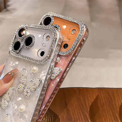 Luxury Diamond Butterfly Clear Phone Case For iPhone