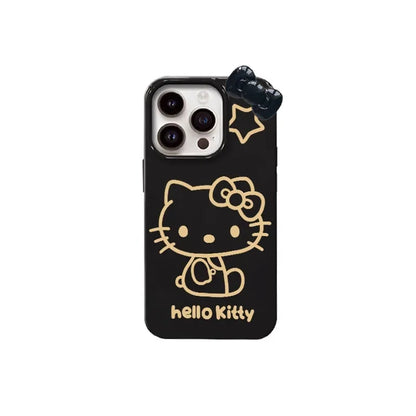 Hello Kitty Black Bow Strap Star Phone Case For iPhone