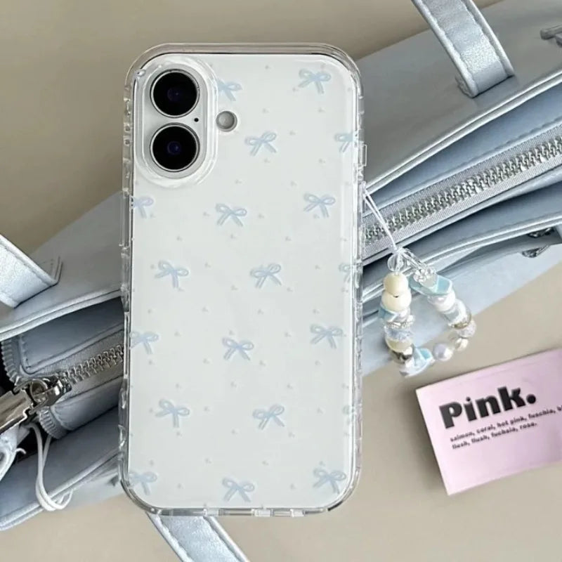 Cute Blue Bow Polka Dot Phone Case For iPhone