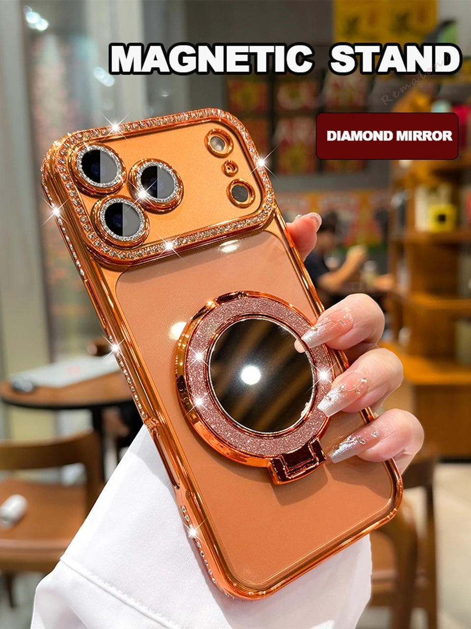 Bling Glitter Diamond Mirror Magnetic Case For iPhone