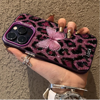 Butterfly Leopard Phone Case For iPhone
