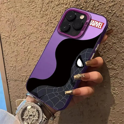 Marvel Black Half Face Spider Man Cartoon Phone Case For iPhone