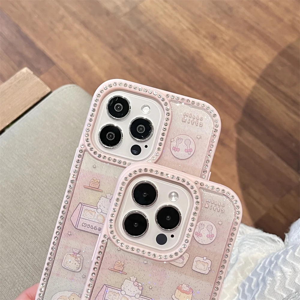 Pink Glitter Cute Hello Kitty Diamond Phone Case