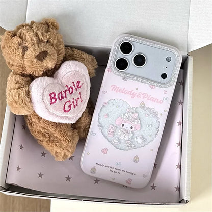 Fashion Pink Saniro Molody Flower Phone Case For iPhone