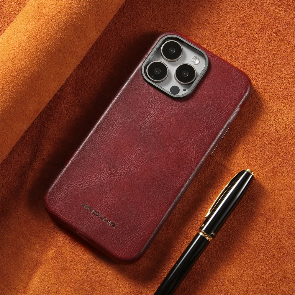 Luxury Ultra Thin Slim Leather For Magsafe Phone Case For iPhone