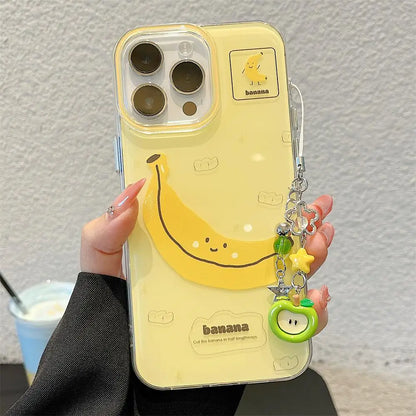 Funny Bite Apple Banana Phone Case For iPhone