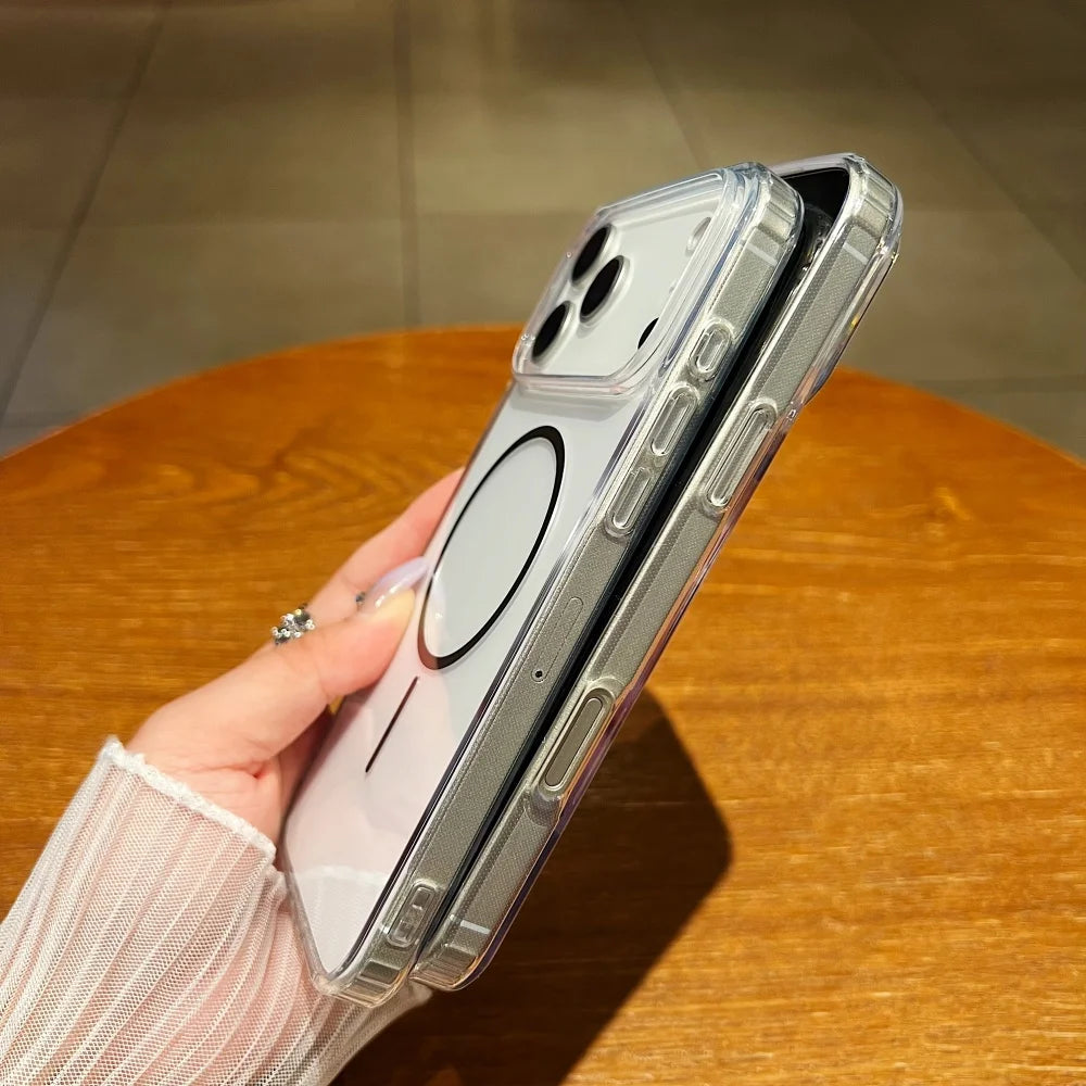 For magsafe Wireless Charge Acrylic Phone Case For iPhone