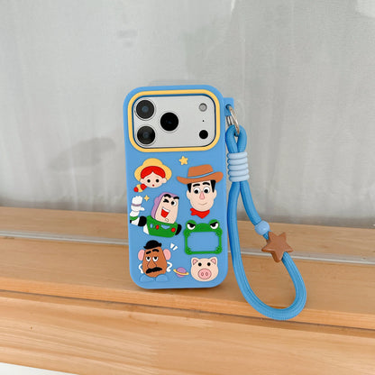 3D Cartoon Big Eyed Frog Toy Family Phone Case For iPhone