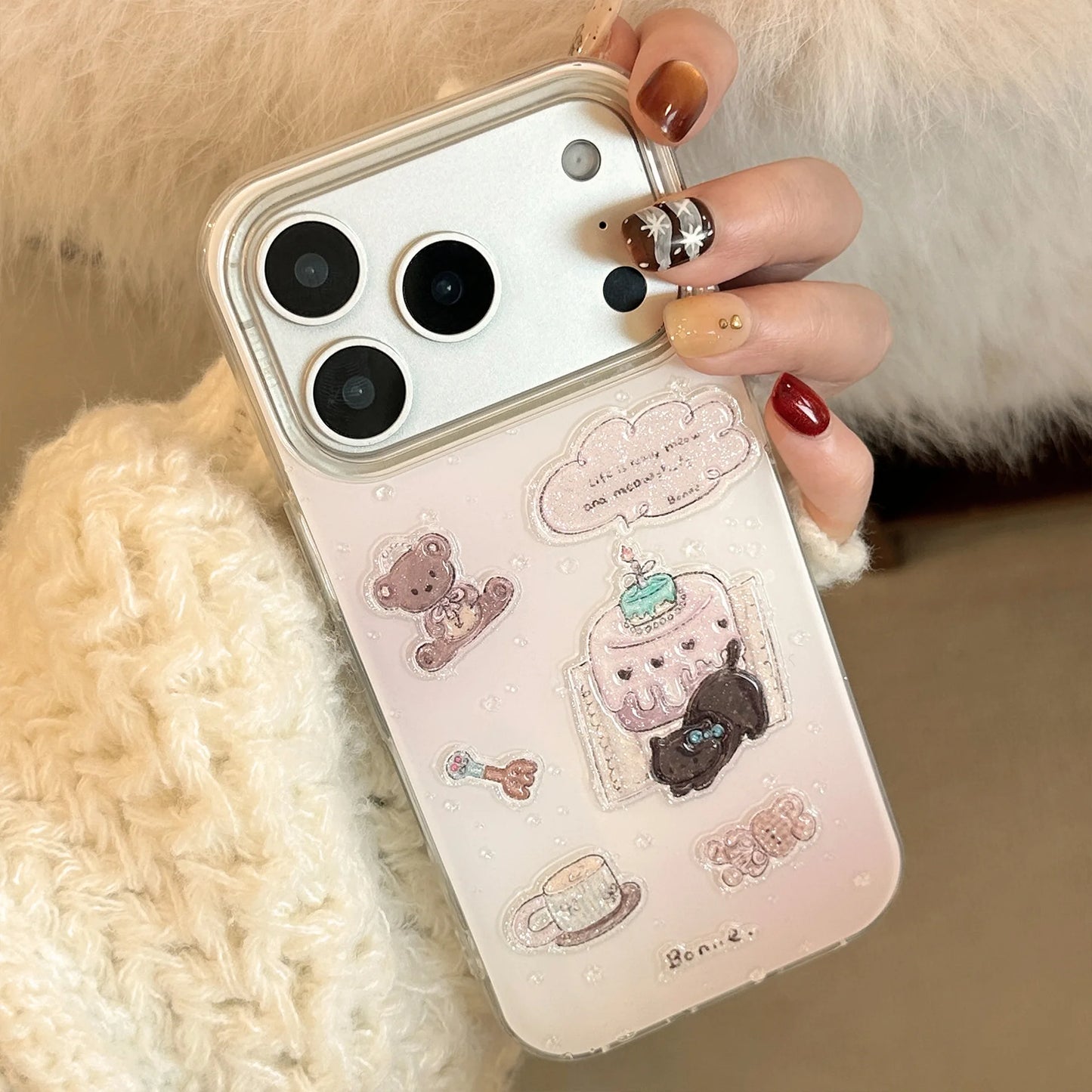 Korean Cartoon Glitter Phone Case For iPhone