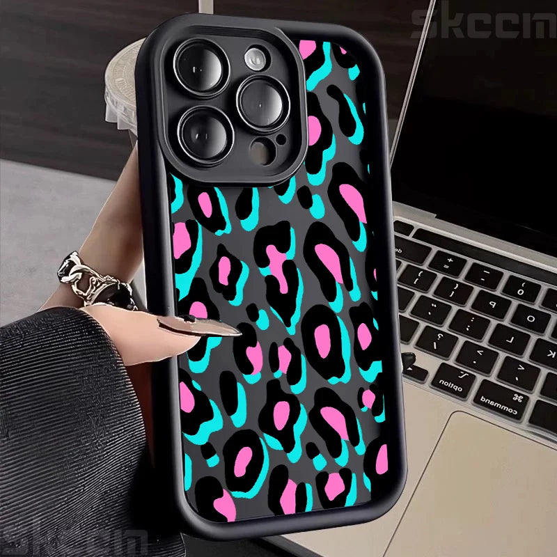 Colorful Leopard Pattern Silicone Soft Phone Case For iPhone
