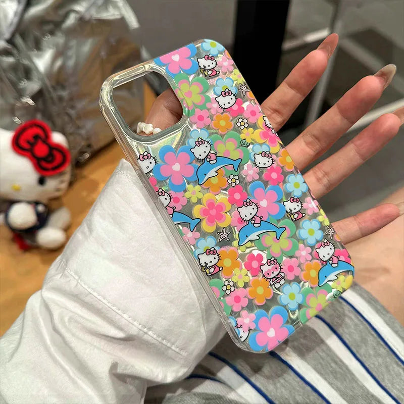 Hello Kitty Flower Dolphin Phone Case For iPhone