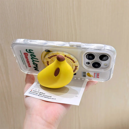 Kawaii Cartoon Banana Magnetic Stand Phone Case