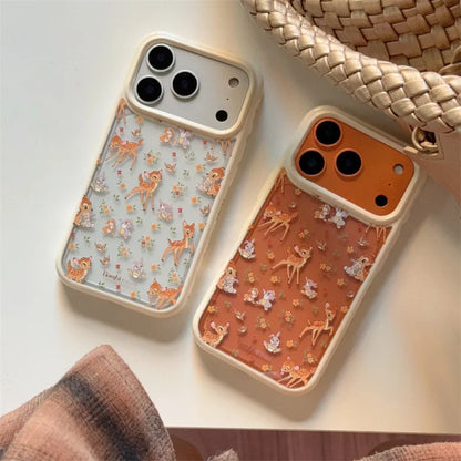 Fashion Cute Flower Little Deer Phone Case For iPhone