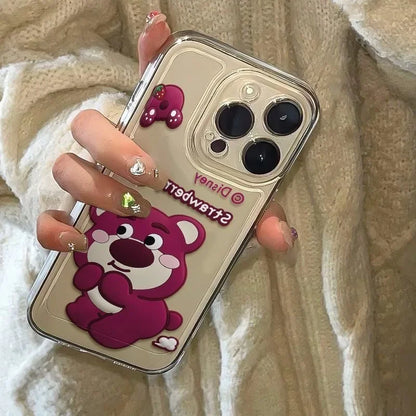 Bath Strawberry Bear Cute Phone Case For iPhone