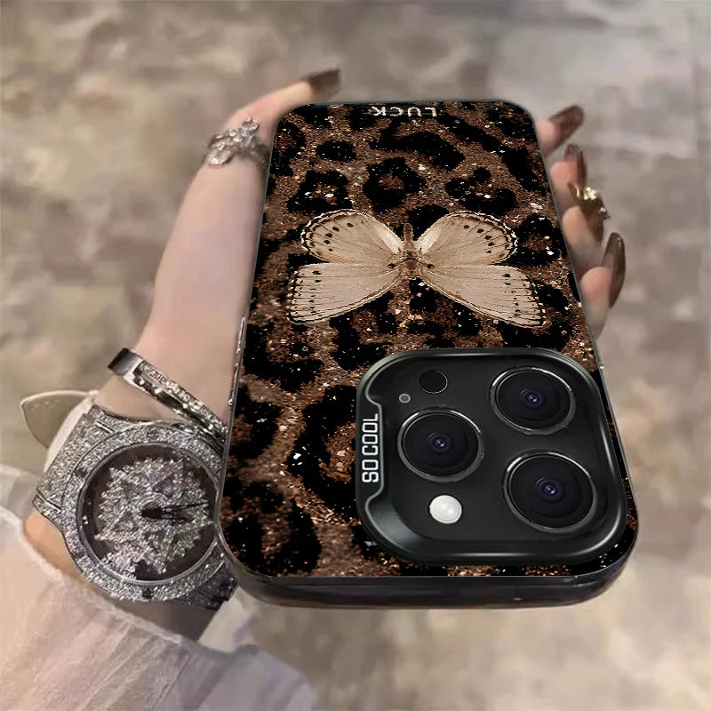 Leopard Butterfly Pattern Phone Case For iPhone
