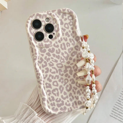 Fashion Leopard Pattern Cream Wave-Shaped Phone Case For iPhone