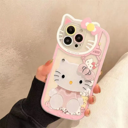 Hello Kitty Kawaii Makeup Mirror Phone Case For iPhone