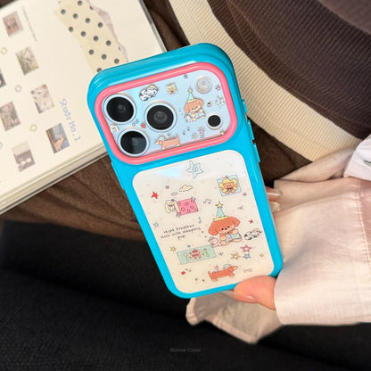 Korean Colorful Stars Cartoon Dachshund Pattern Phone Case For iPhone