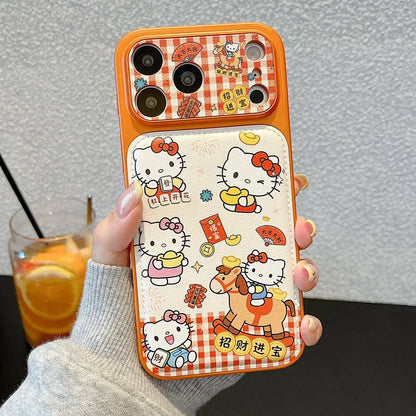 New Year Kitty With Fingerprint Patterns Phone Case For iPhone