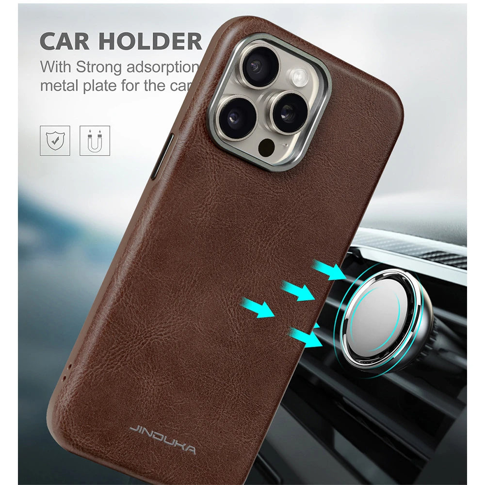 Luxury Ultra Thin Slim Leather For Magsafe Phone Case For iPhone