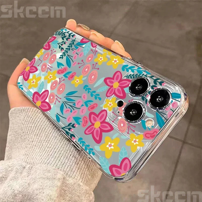 Colorful Flower Soft Silicone Phone Case For iPhone