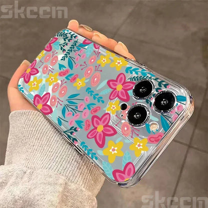 Colorful Flower Soft Silicone Phone Case For iPhone