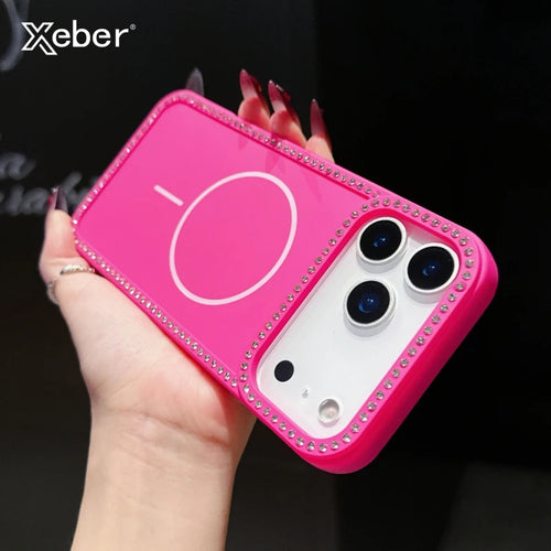 Luxury Diamond For Magsafe Wireless Charge Transparent Case For iPhone