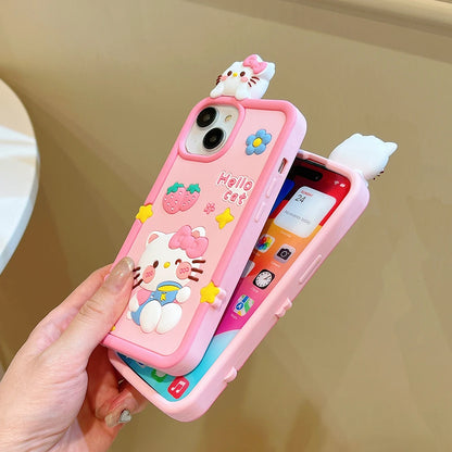 Cute 3D Cartoon Hello Kitty Soft Silicone Phone Case