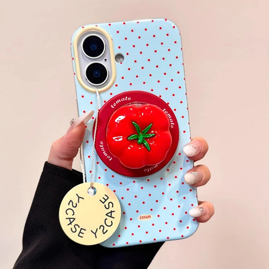 Polka Dot Cute Tomato Magnetic Grip Tok Phone Case