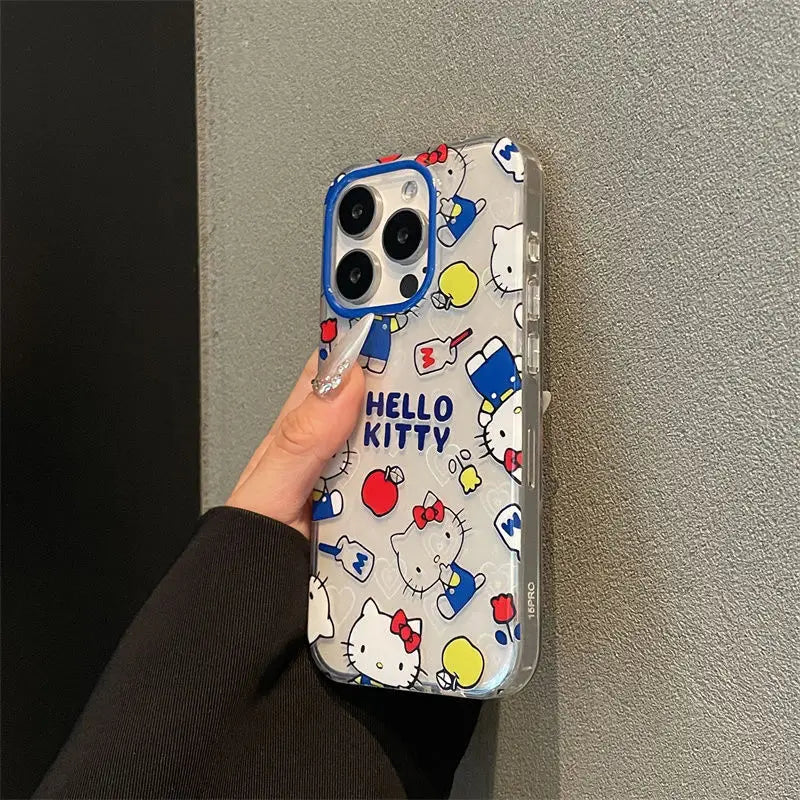 Hello Kitty Bow Mirror Blue Milk Phone Case For iPhone