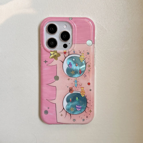 Cute & Childish Pink Hair Lilttle Girl Glittering Big Eyes Phone Case