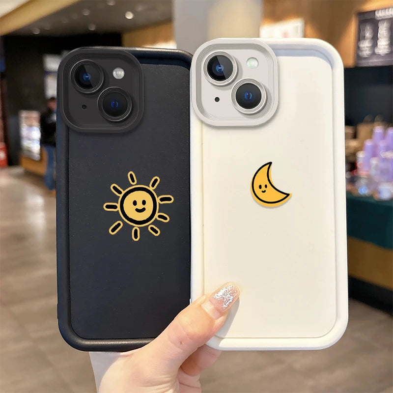 Lovely Sun Moon Soft Phone Case For iPhone