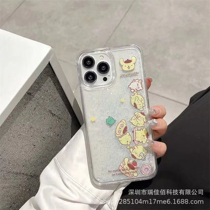 Kawaii Kuromi Cute Quicksand Anti-Fall Protective Case Girls Gifts For iPhone