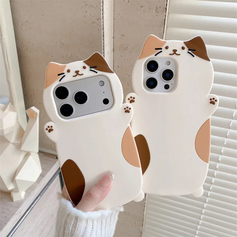 Korean 3D Cute Cartoon Cat Pattern Phone Case For iPhone