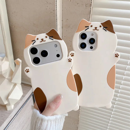 Korean 3D Cute Cartoon Cat Pattern Phone Case For iPhone