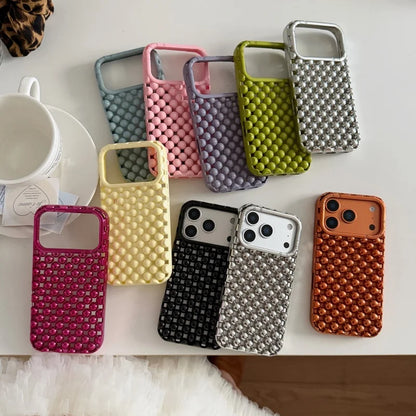 Luxury Advanced 3D solid Candy Color Pearl Round Bead Phone Case For iPhone