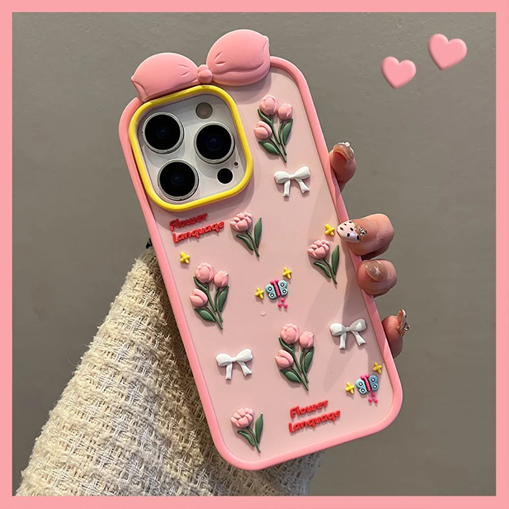 Cute 3D Tulips Lovely Flowers Phone Case